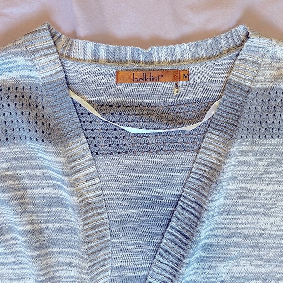 Belldini open front knit striped cardigan in grey Sz M like new - Picture 4 of 6